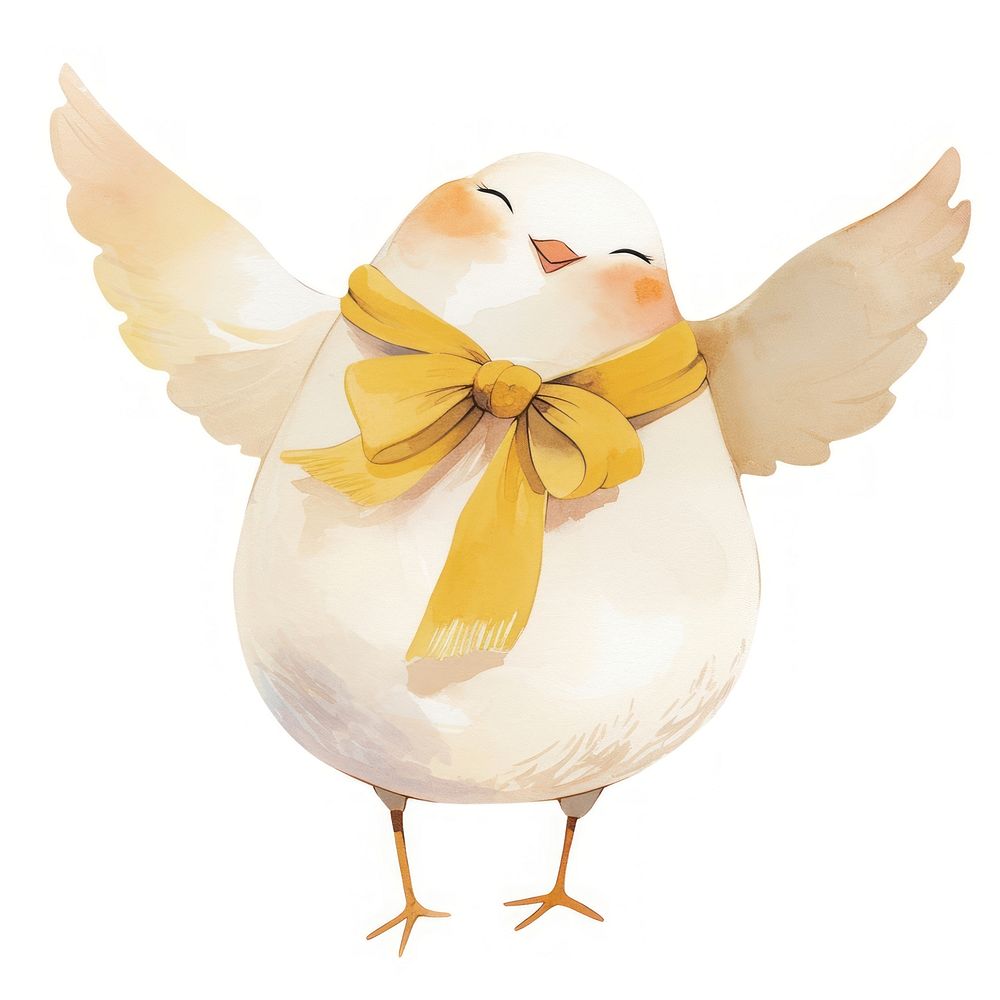 Joyful bird with yellow scarf | Free Photo Illustration - rawpixel