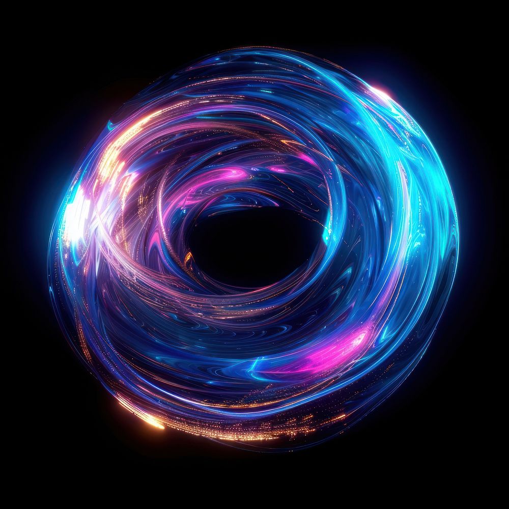 Vibrant swirling neon light vortex