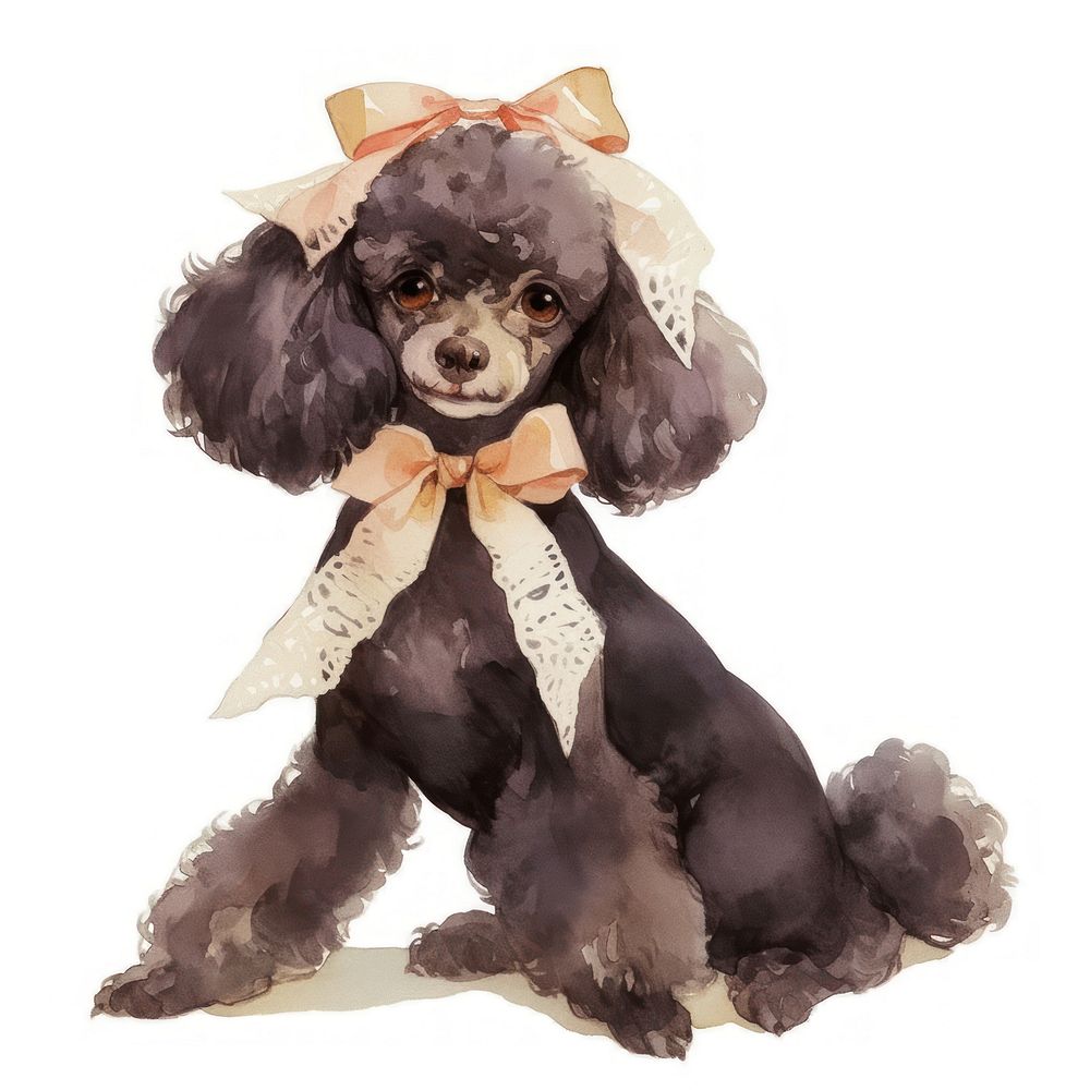 Elegant poodle with lace bow | Free Photo Illustration - rawpixel