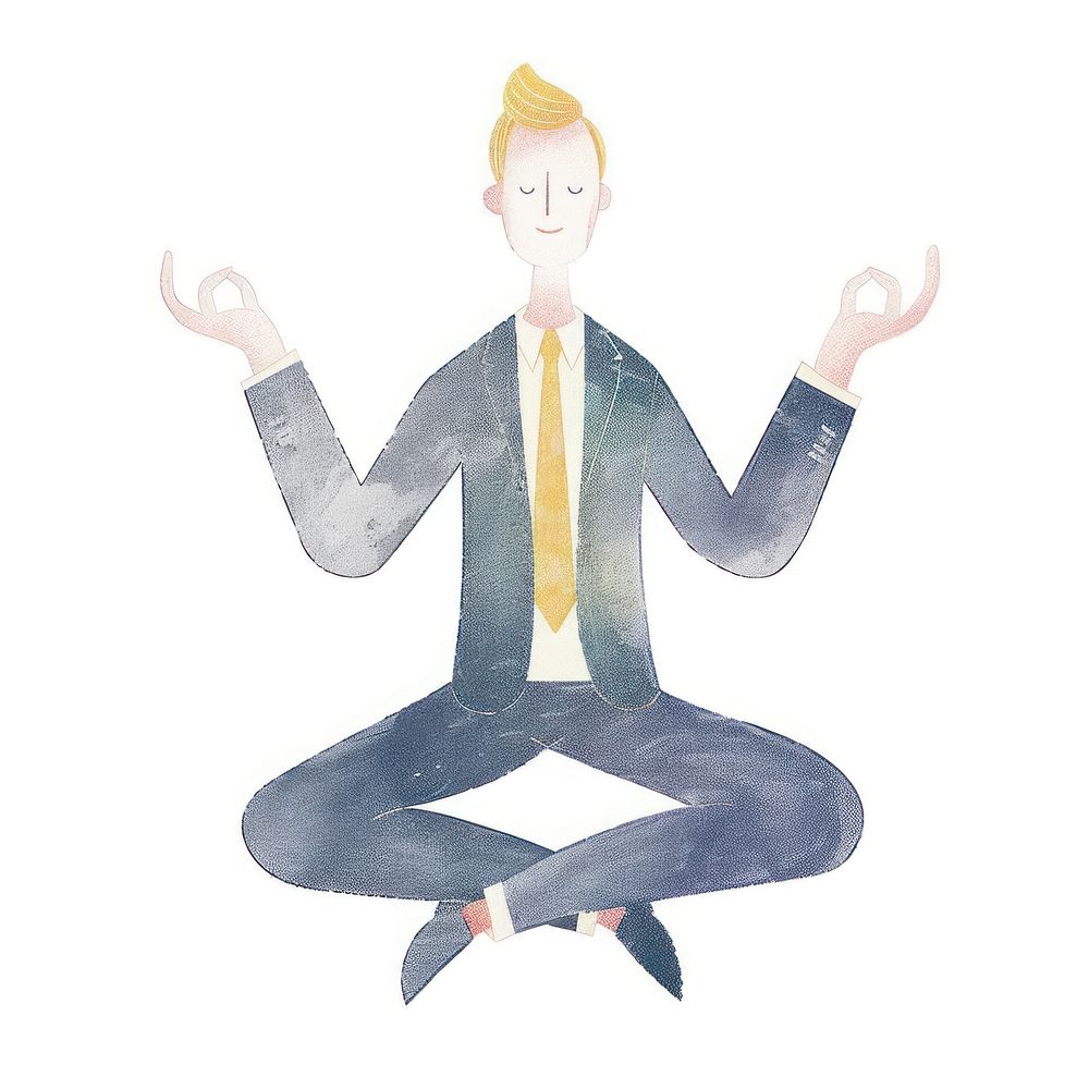 Meditating businessman in lotus pose