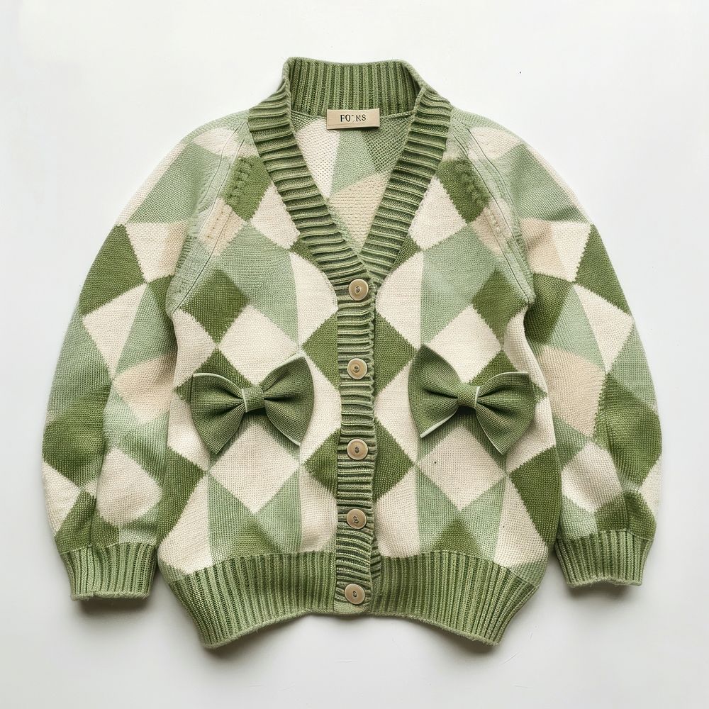 Stylish green diamond-patterned cardigan