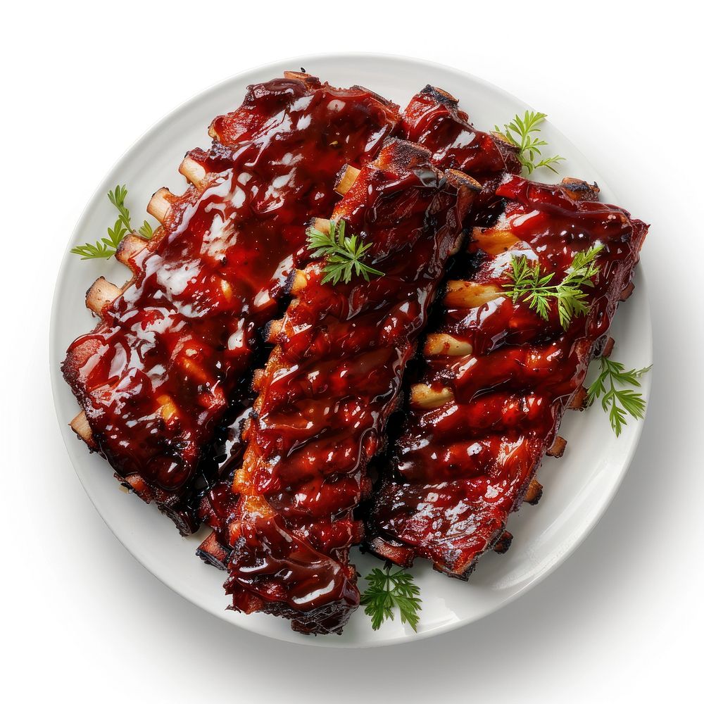 Delicious BBQ ribs garnished parsley