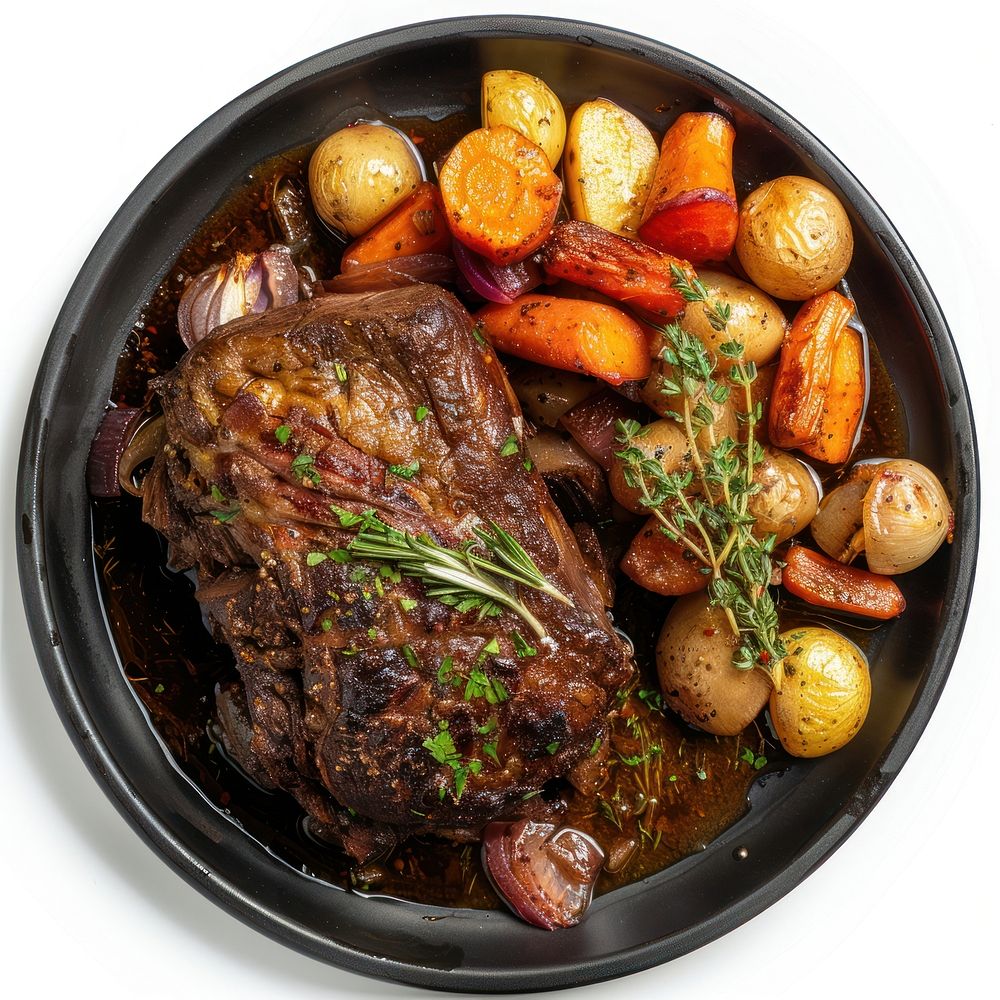 Delicious roasted beef with vegetables