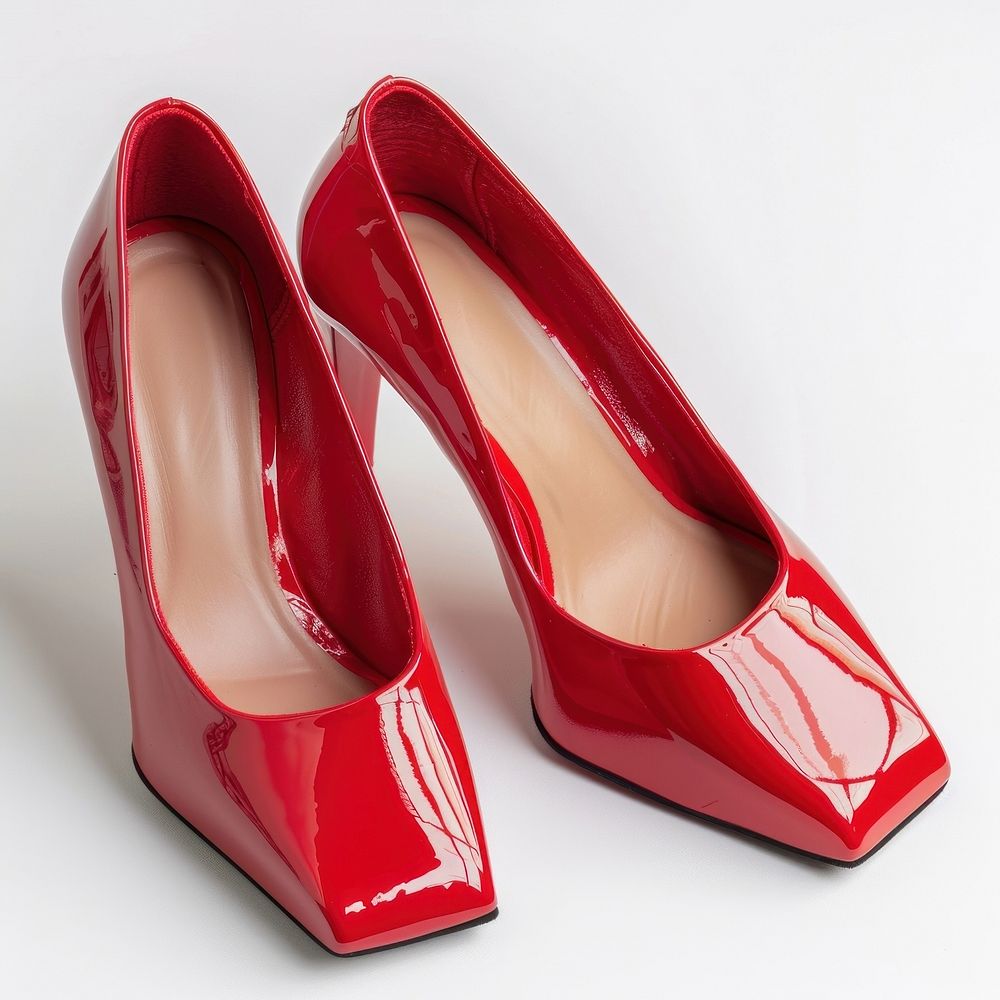 Elegant glossy red high heels