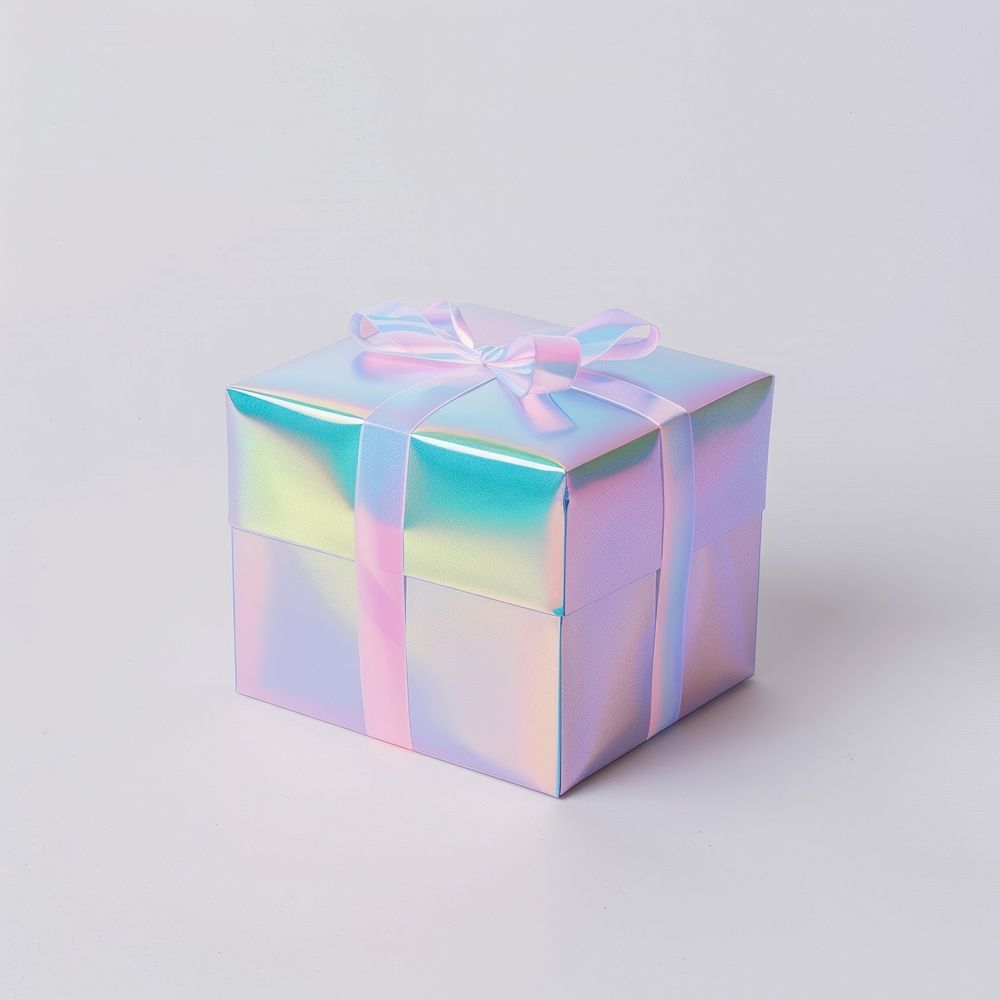 Holographic gift box with ribbon