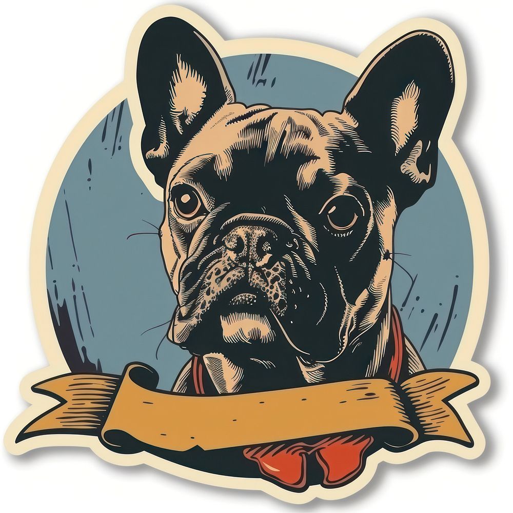 Dog sticker Vector bulldog animal canine.