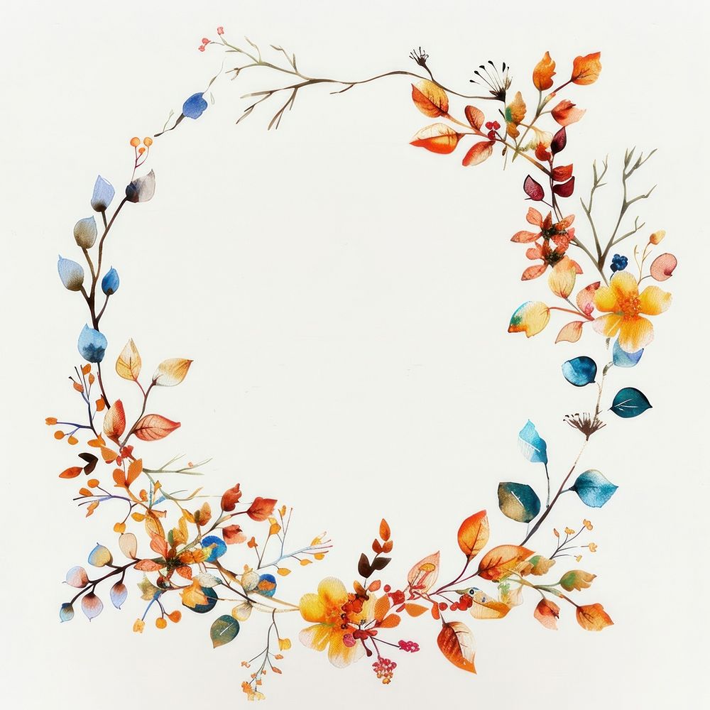 Elegant autumn floral wreath illustration