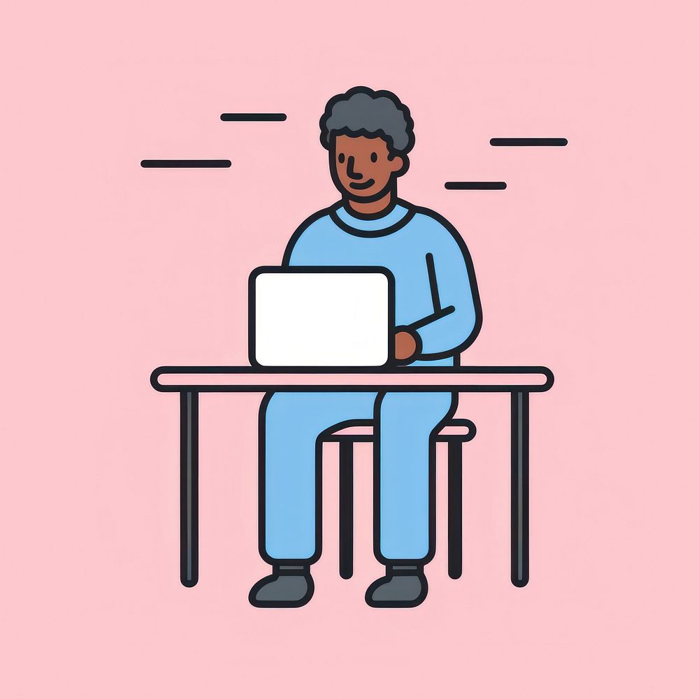 Person working on laptop illustration