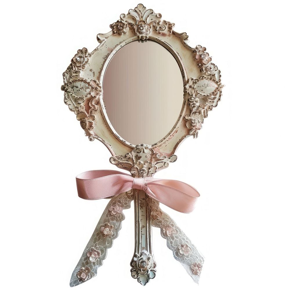 Vintage ornate handheld mirror ribbon | Free Photo - rawpixel