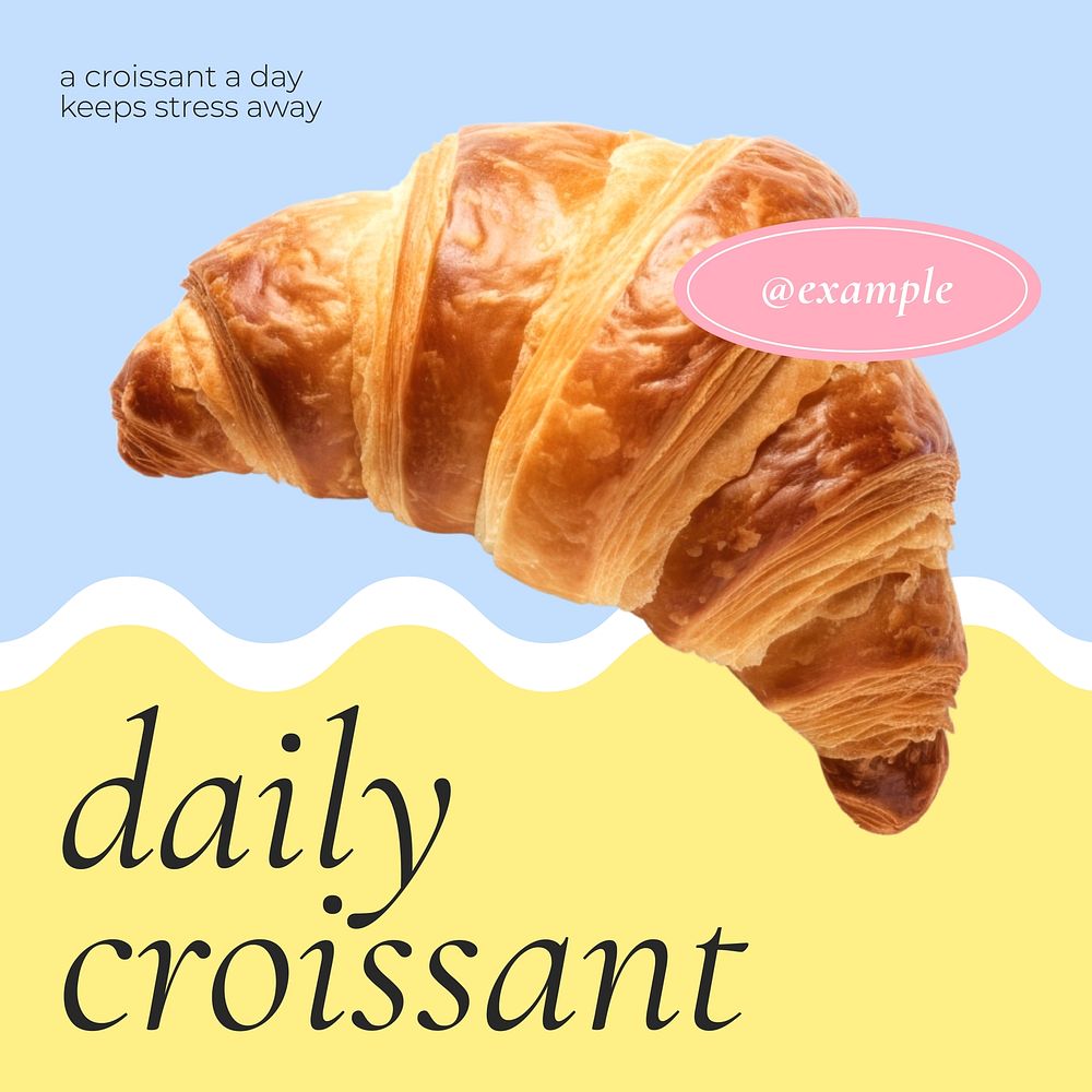 Croissant bakery shop Instagram post template vector