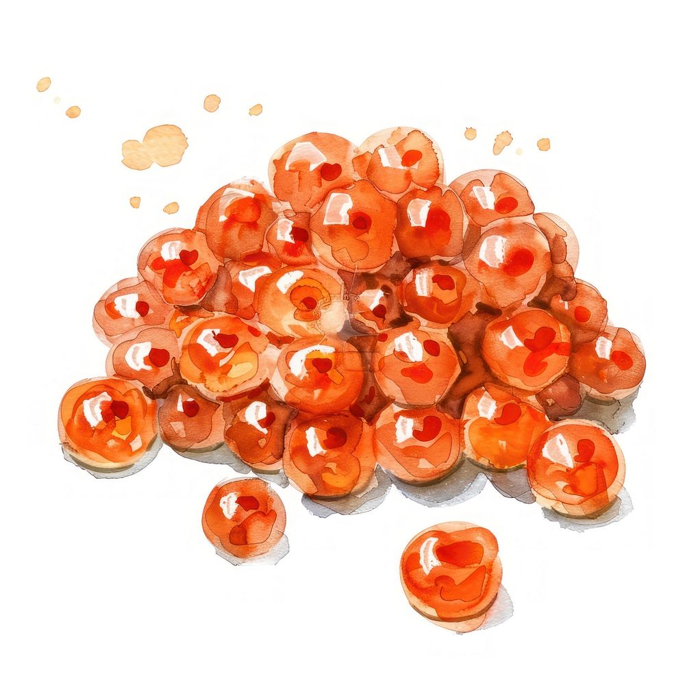 Vibrant watercolor salmon roe illustration