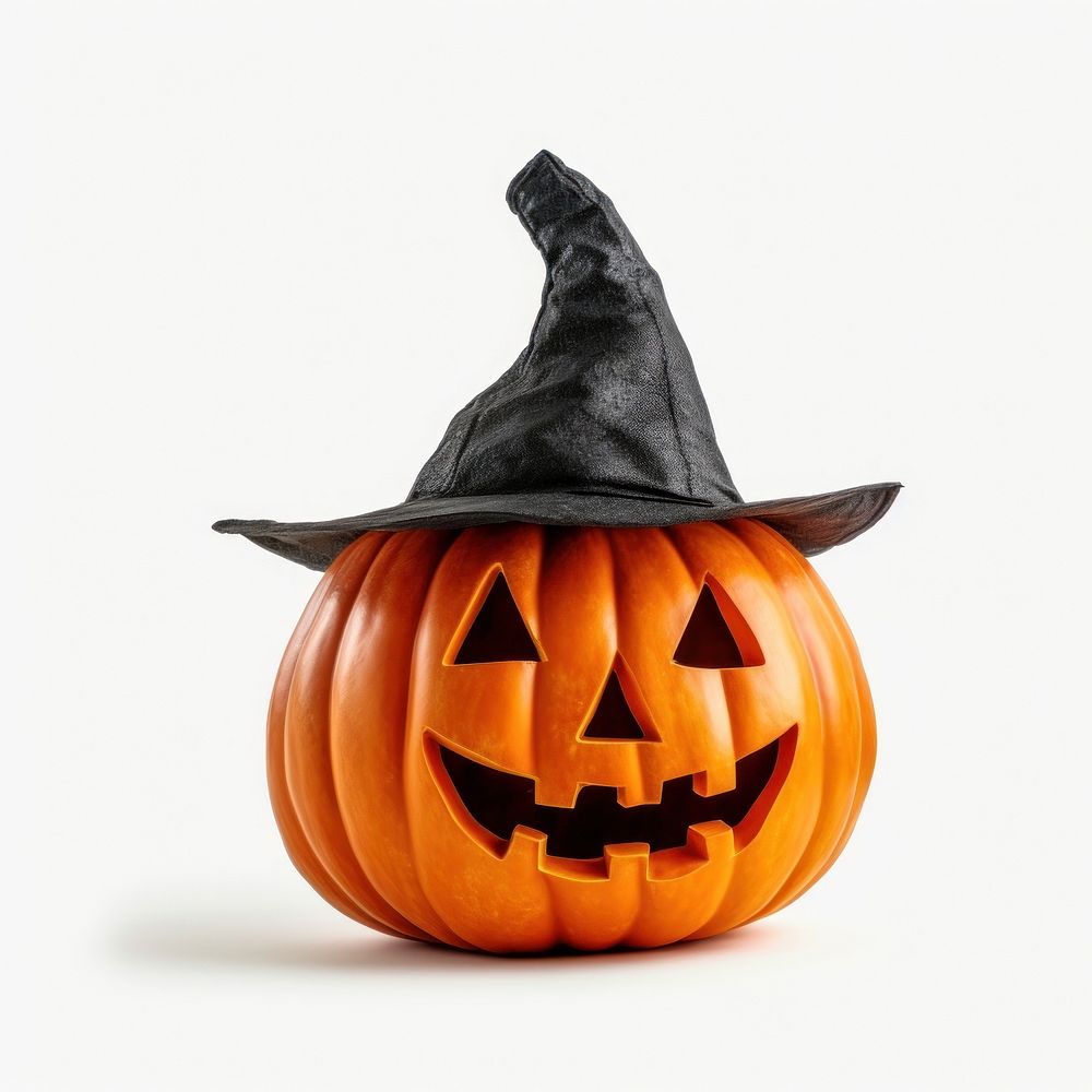 Halloween pumpkin with witch hat