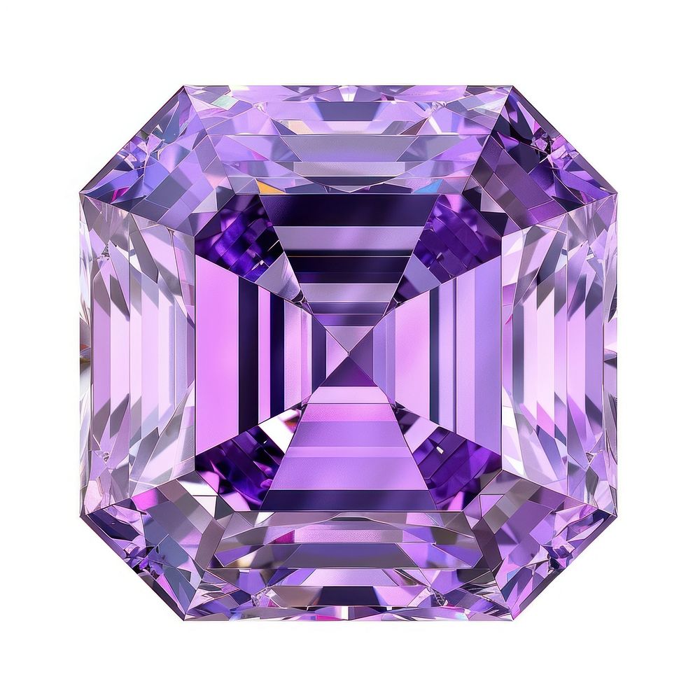 Radiant purple gemstone with facets