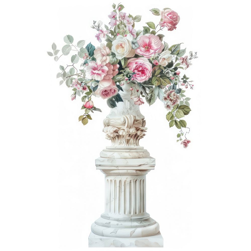 Elegant floral marble pedestal illustration