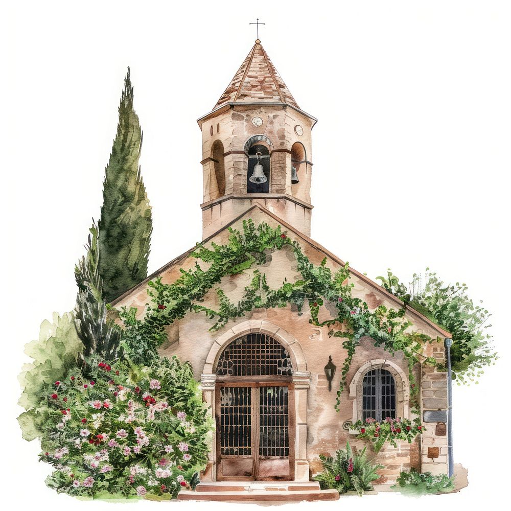 Charming rustic church illustration