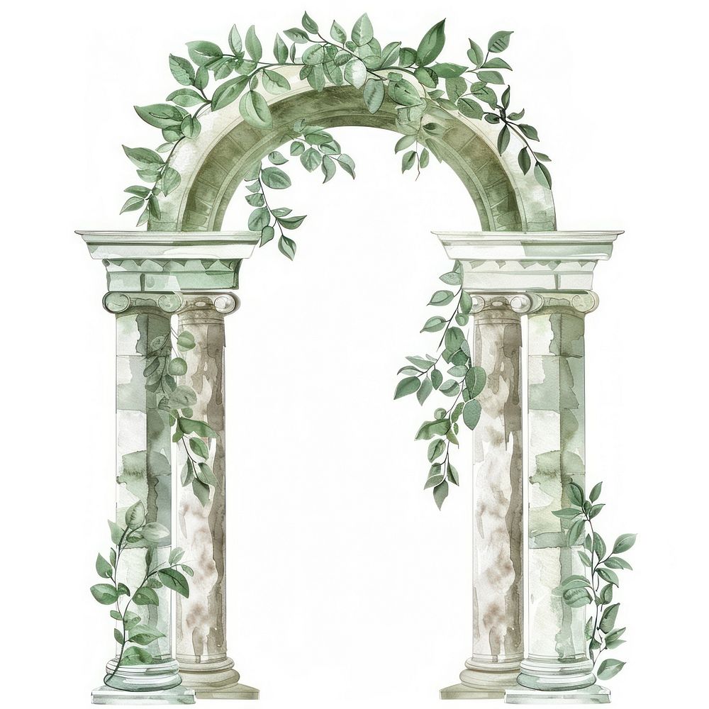 Elegant ancient archway with foliage