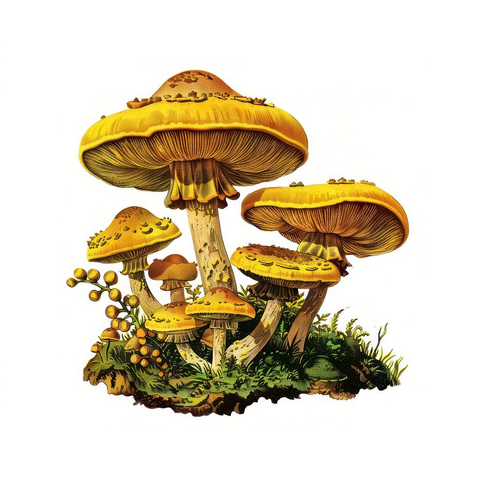 Vintage mushroom botanical illustration