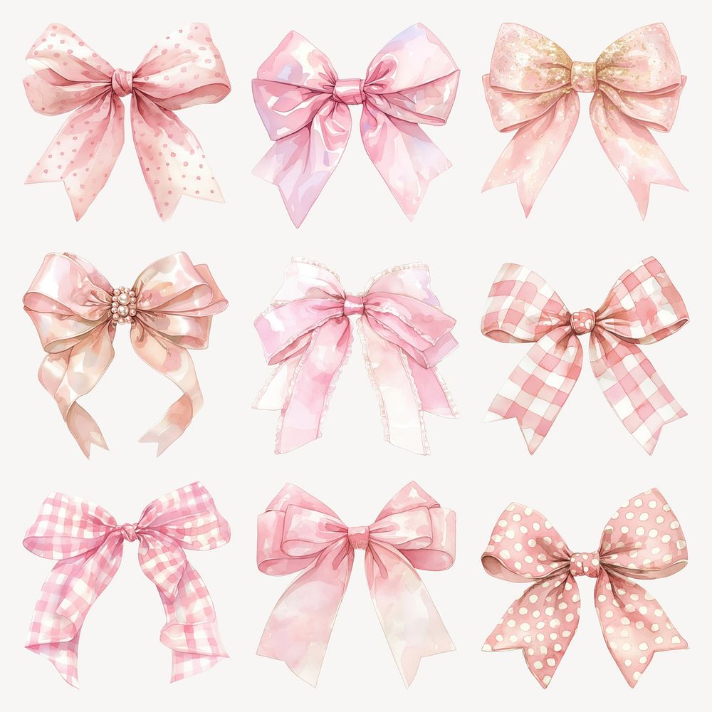 Pink coquette bow design element remix set