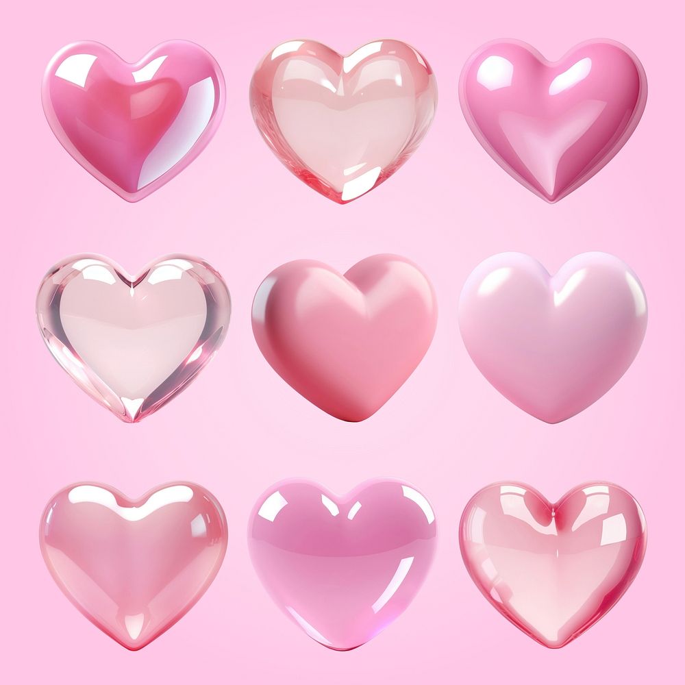 3D heart-shaped design element set