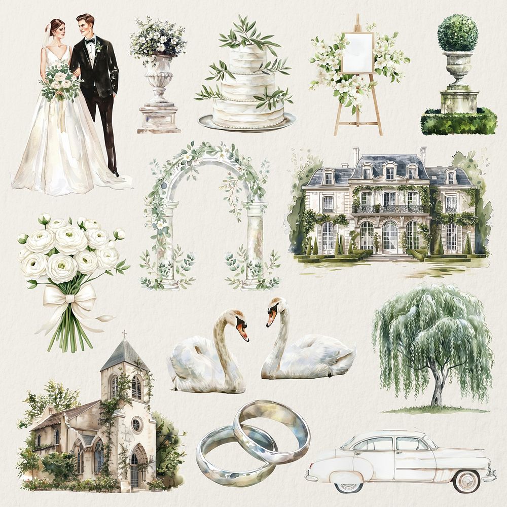 Wedding design element set