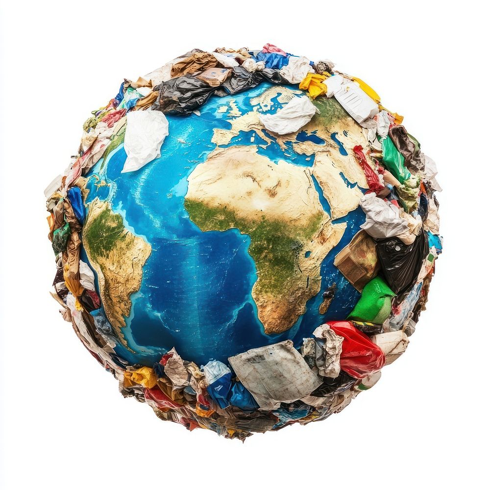 Earth covered with plastic waste