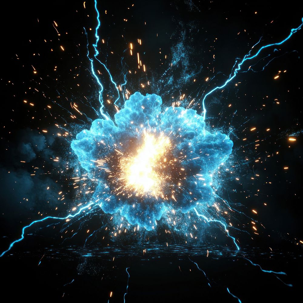 Explosive energy burst with sparks