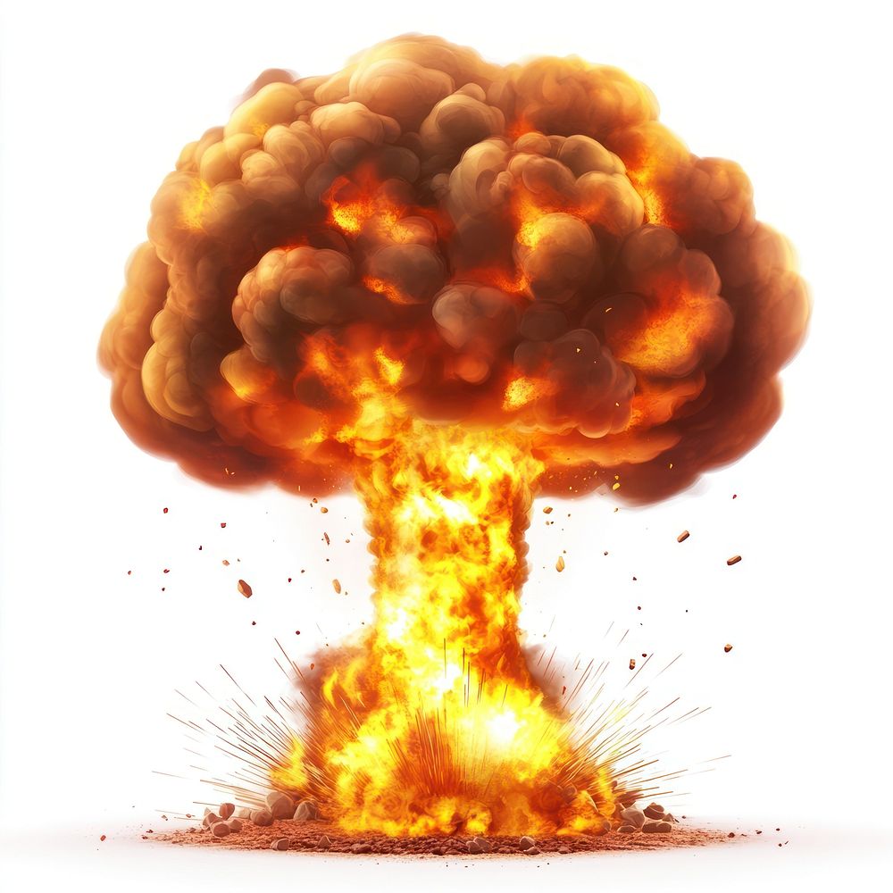 Explosive fiery mushroom cloud.