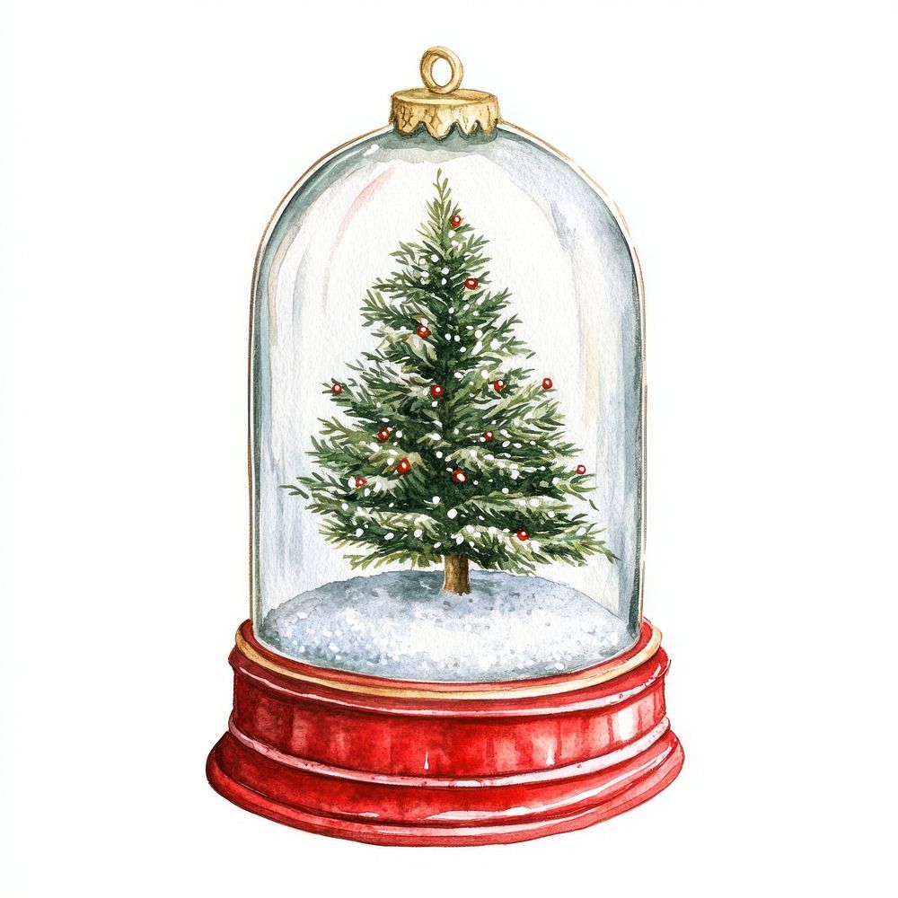 Christmas tree globe glass snow.