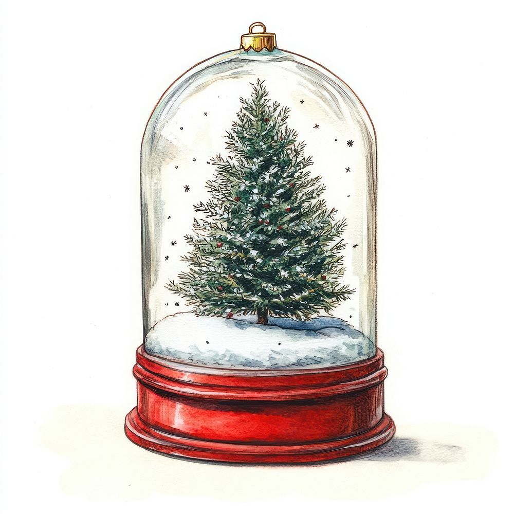 Christmas tree glass globe snow.