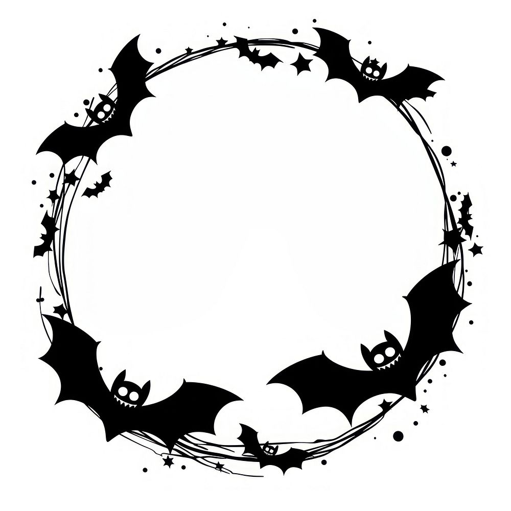 Halloween bats circular frame