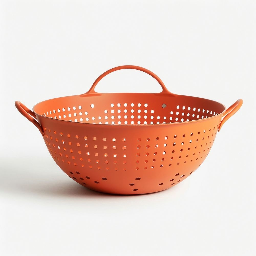 Orange kitchen colander with handles