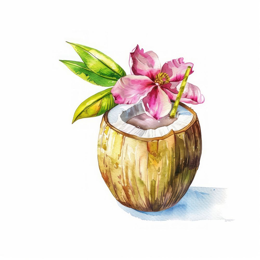 Tropical coconut drink illustration