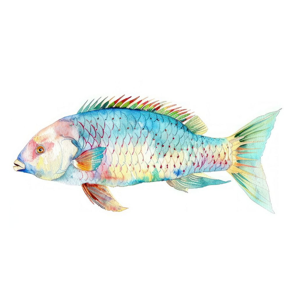 Colorful watercolor fish illustration