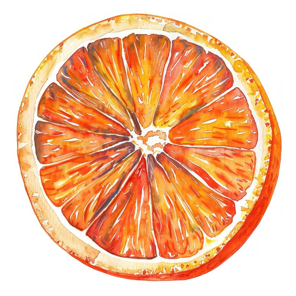 Vibrant watercolor orange slice illustration