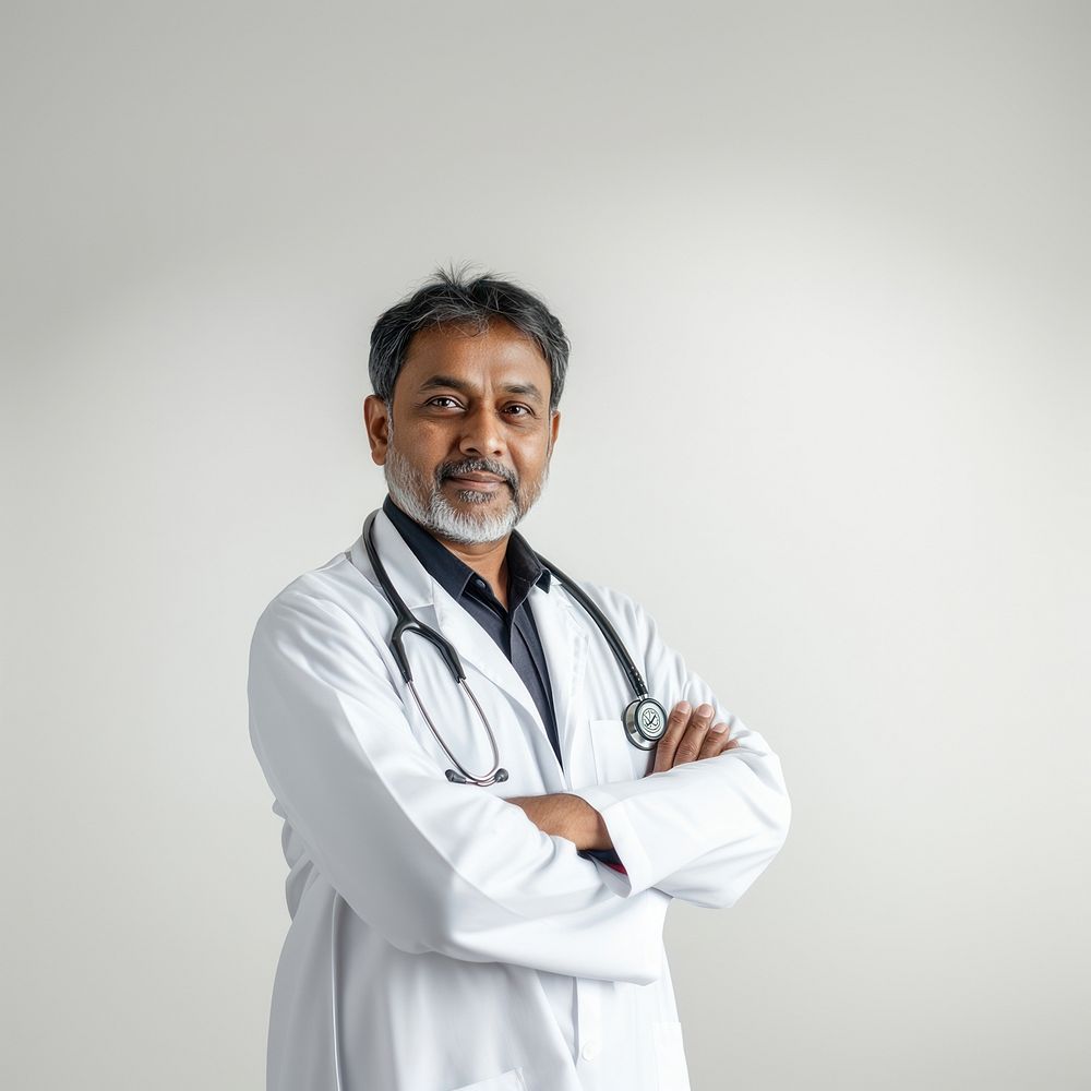 Indian doctor person white male.