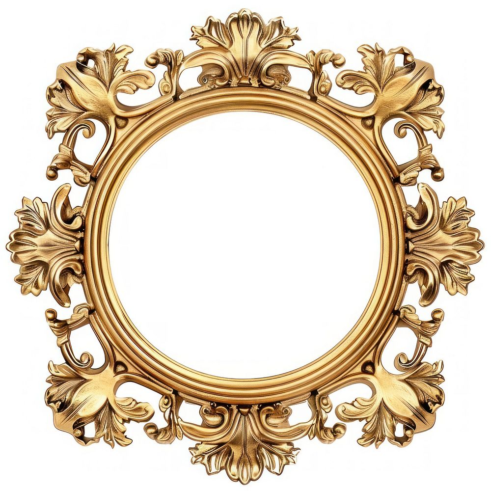 Gold frame vintage photo round.