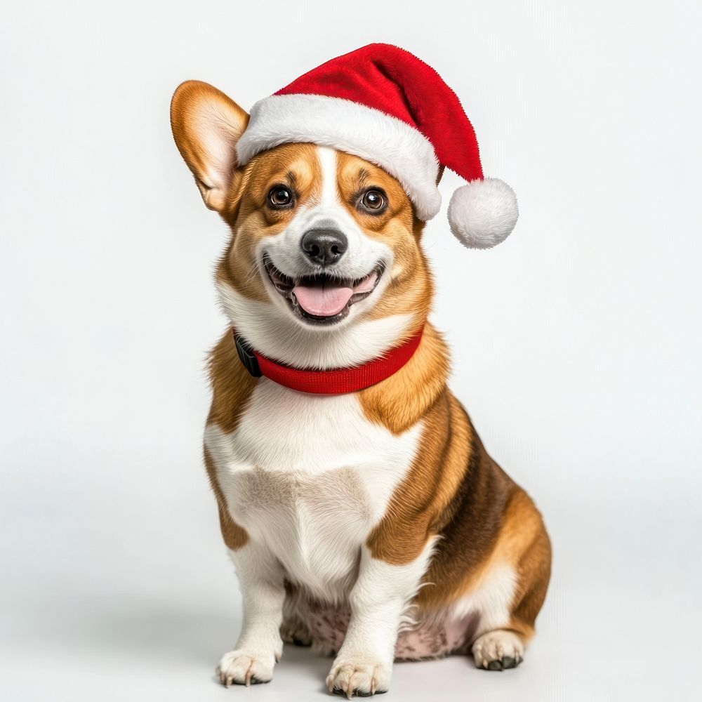 Corgi dog dog wearing a santa hat animal cute pet.