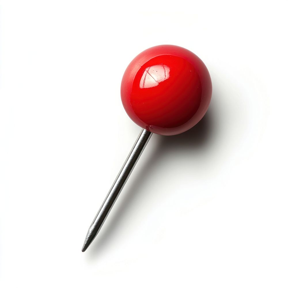 Red push pin isolated white red.