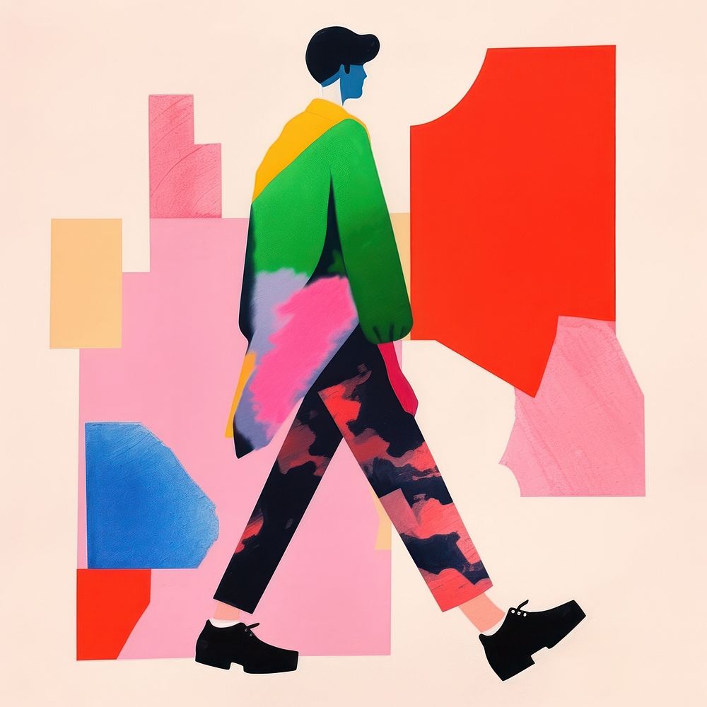 Colorful abstract walking figure