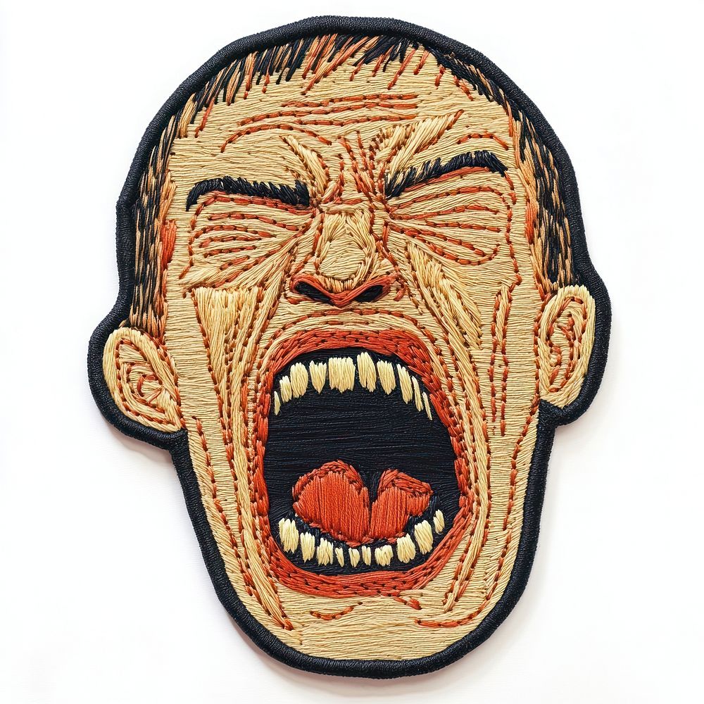 Man scream art embroidered decorative.