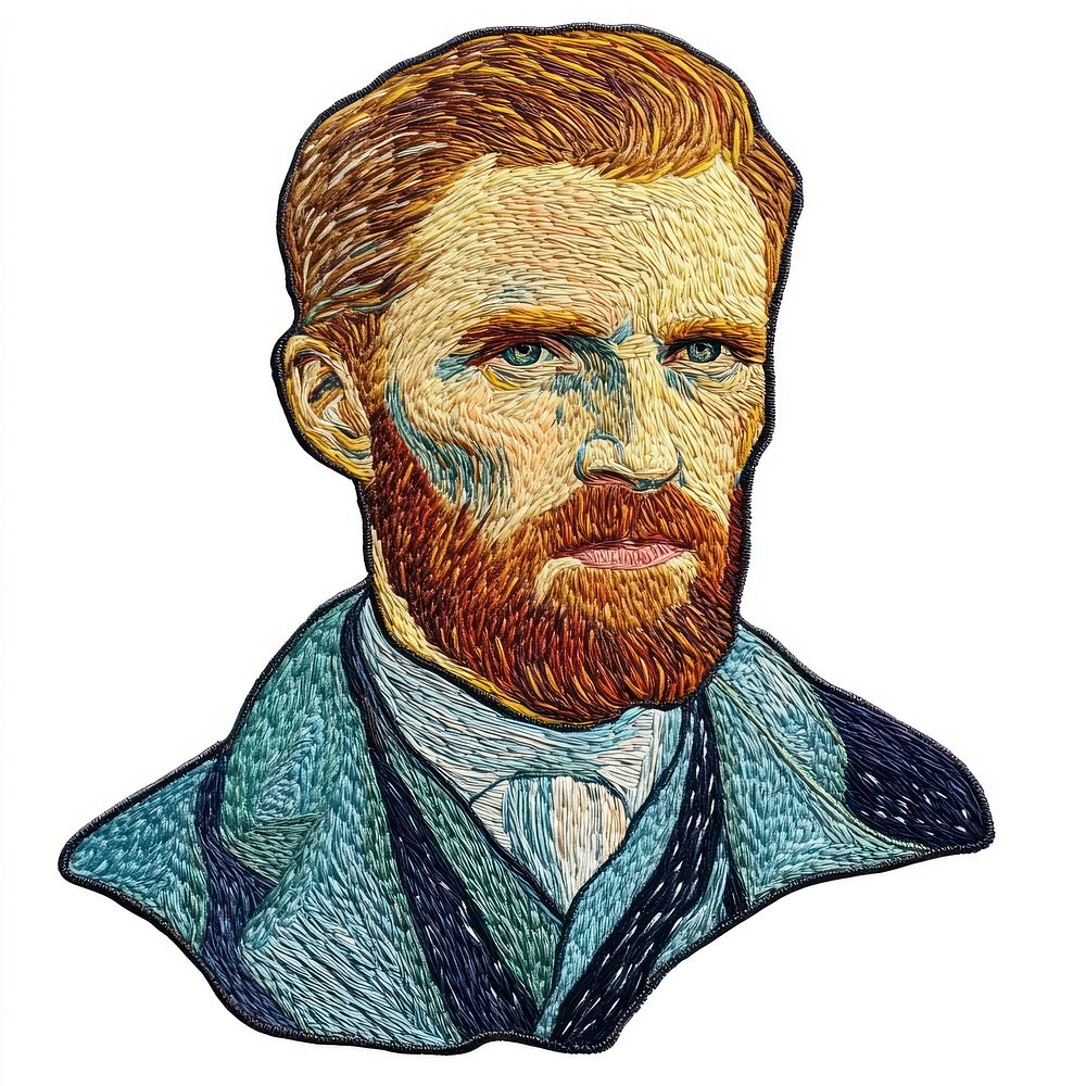 Van gogh portrait art embroidery representation.