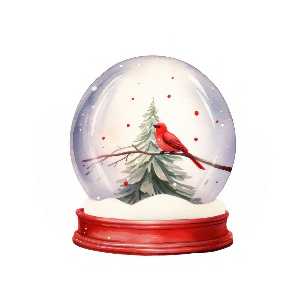 Christmas snow globe cardinal animal bird.