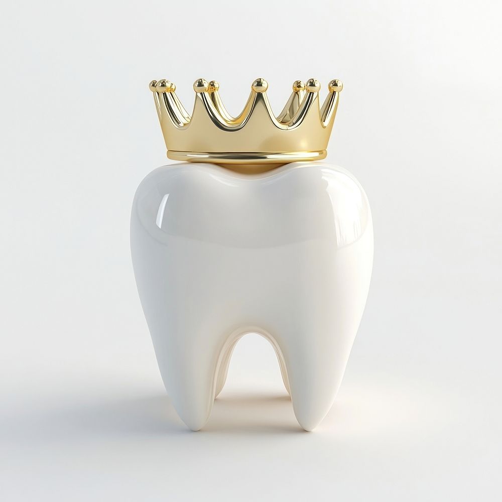 One teeth with gold crown tooth illustration accessories.