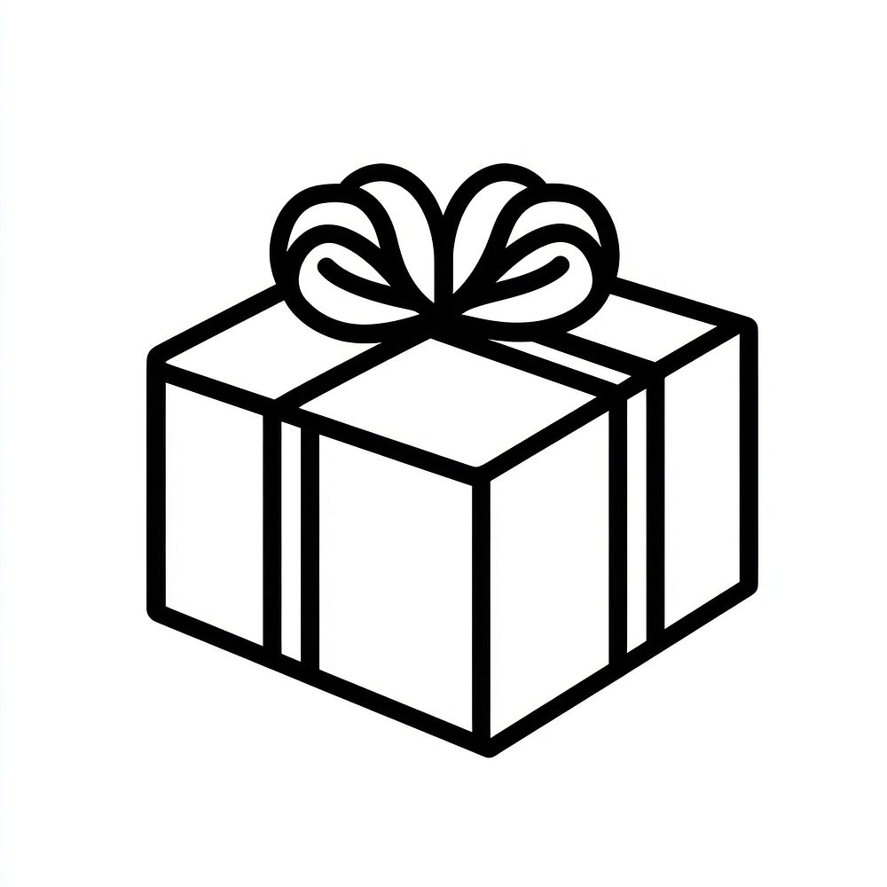 Open gift box vector black white.