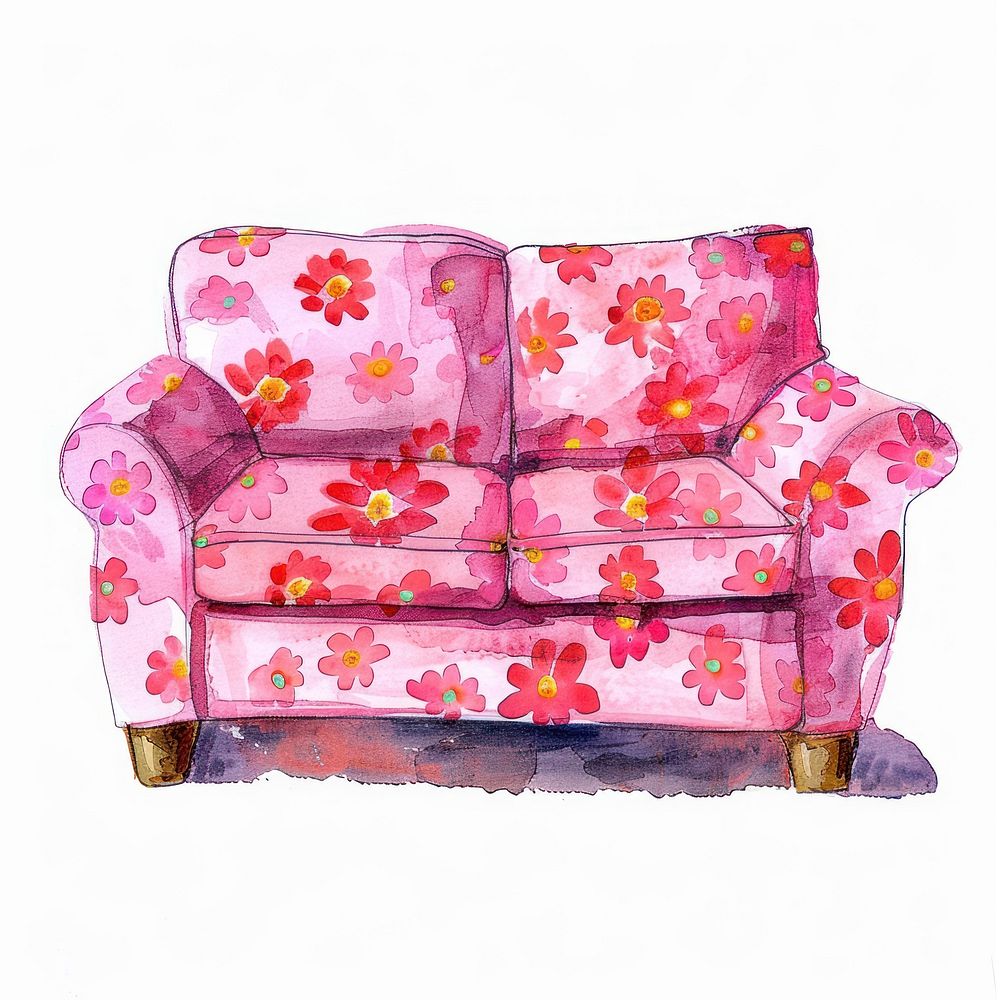 Floral pink couch illustration