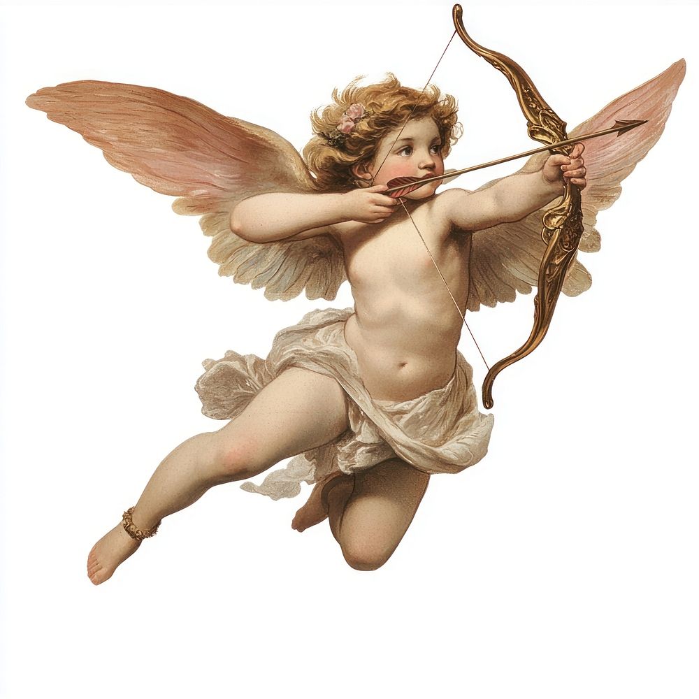 Cupid flying with bow and arrow illustration cupid mythological.