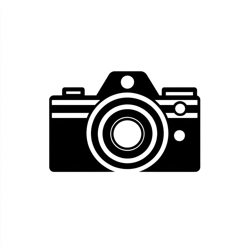 A camera icon illustration black white.