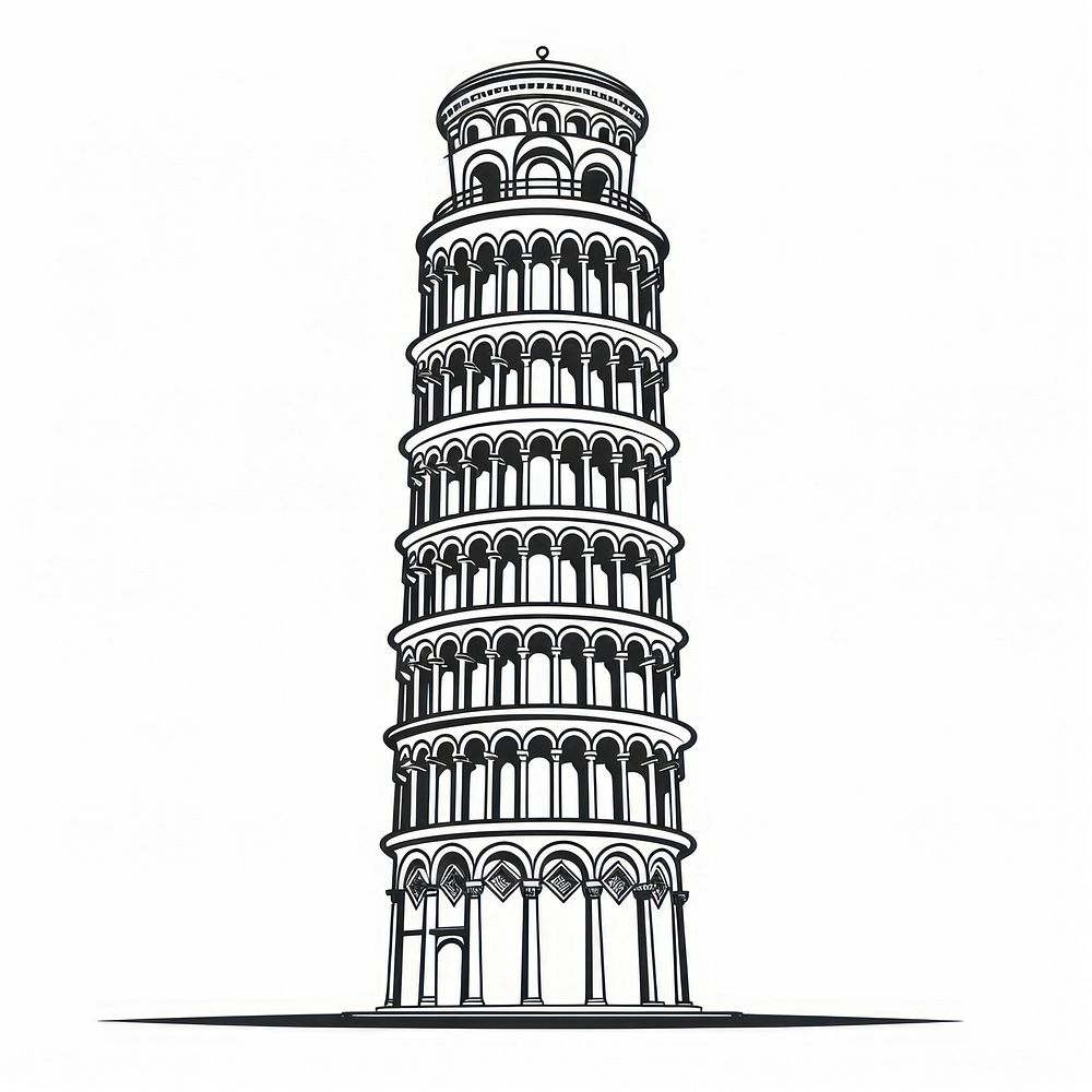 The Leaning Tower of Pisa tower architecture illustration.