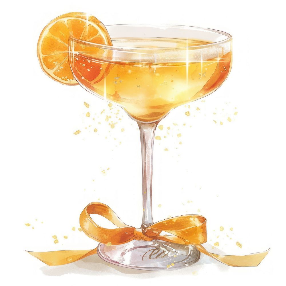 Coquette cocktail illustration beverage ribbon.