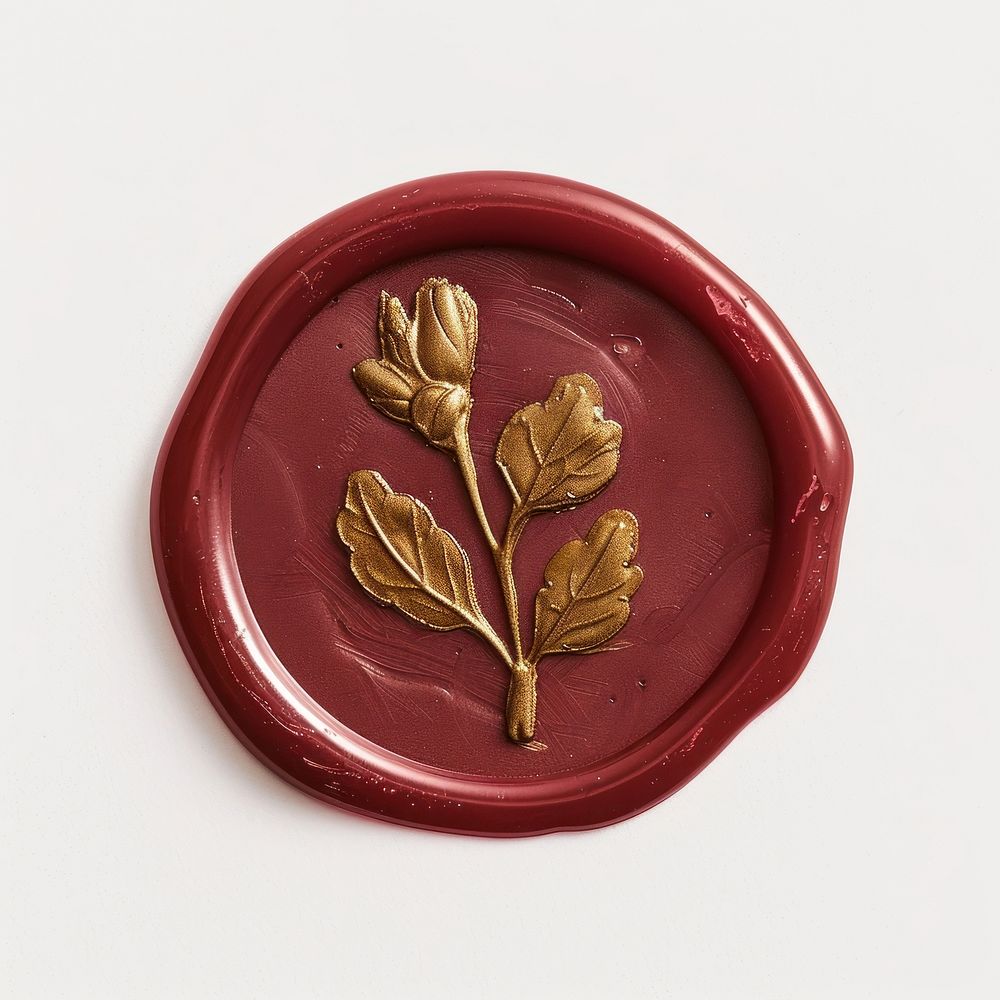 Elegant wax seal with golden leaves